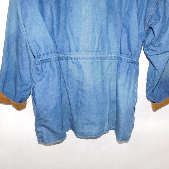 VTG 90s ELLE SPORT Womens 12 Denim Chambray Light Work chore Casual Jacket - Picture 14 of 14